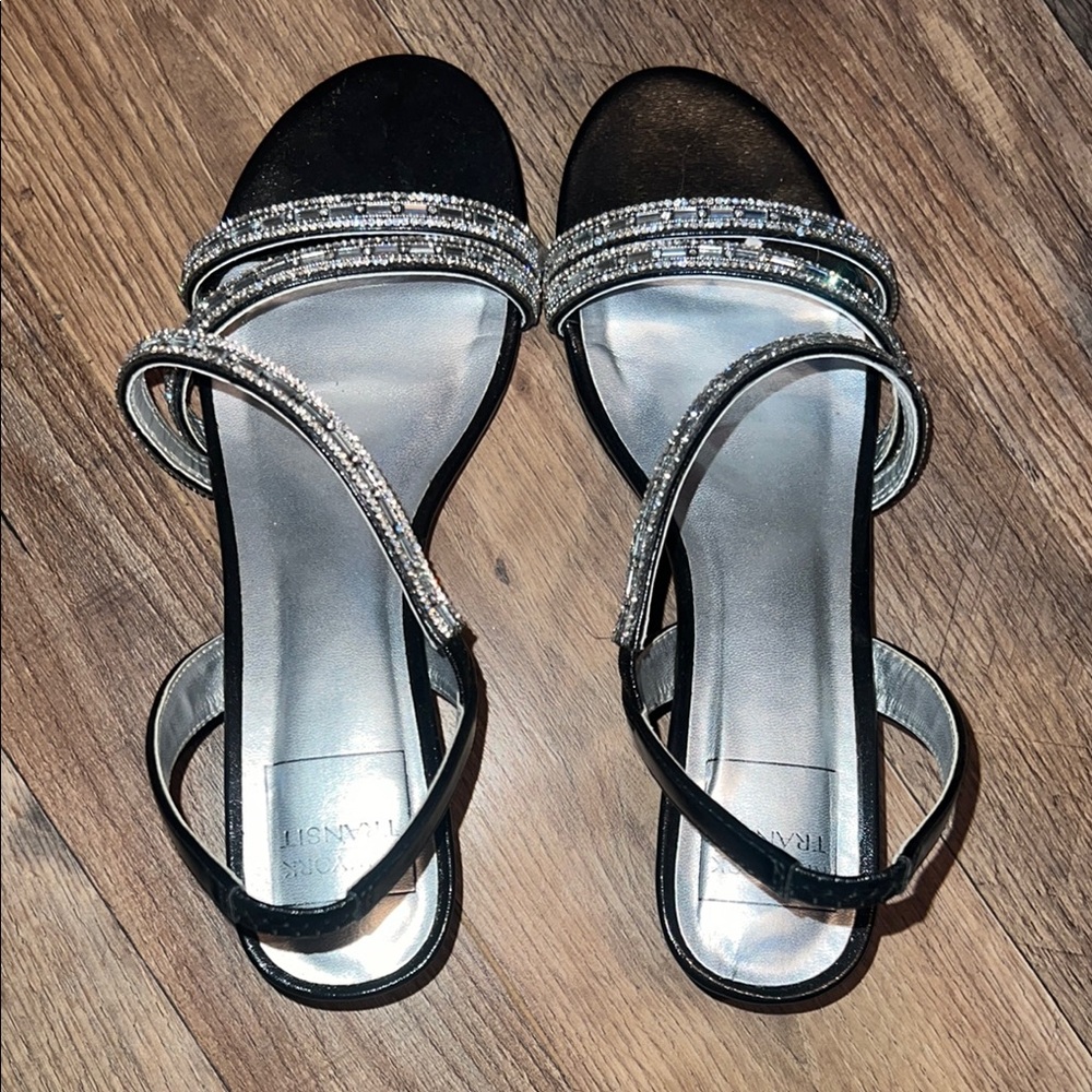 Black and Silver Women's Sandals/Wedged Heels